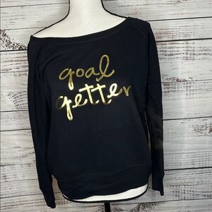 Black 'Goal Getter' off the shoulder Women's Sweatshirt